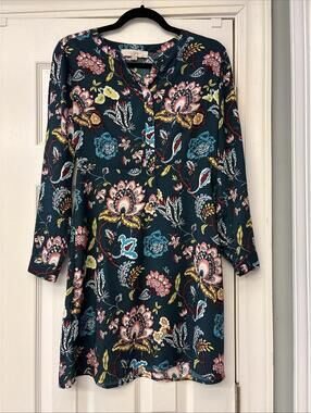 Ann Taylor Loft Women's Green Floral Print Long Sleeve Dress Size 2P. Work